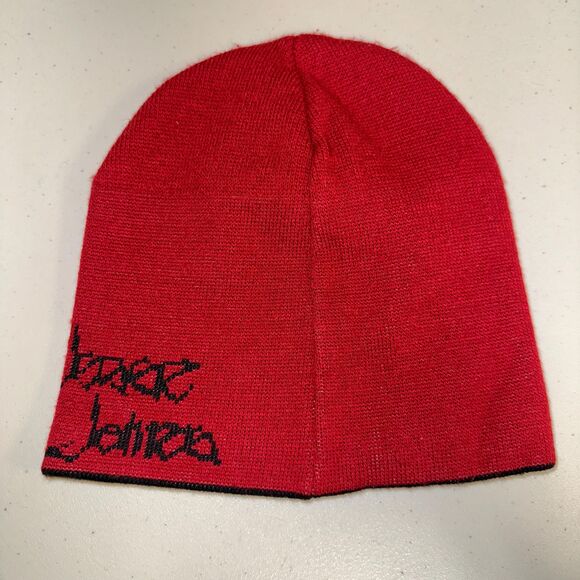 Vintage West Coast Choppers Hat Iron Cross Knit Jesse James Beanie Cap Red Biker - Picture 2 of 4